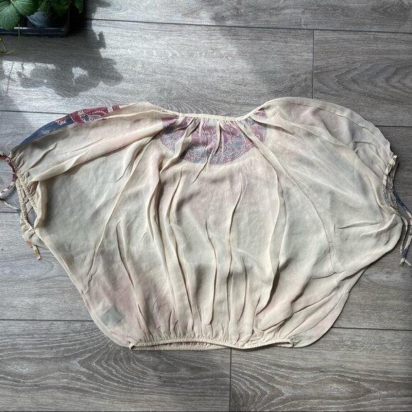 Impress Boho Print Dolman Sleeve Elastic Waist Hem Lightweight Blouse - Picture 13 of 16